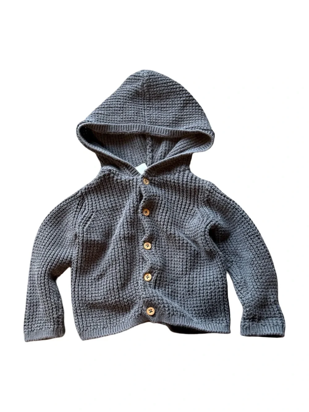 Carter's Gray Hooded Knit Button-Up Sweater
